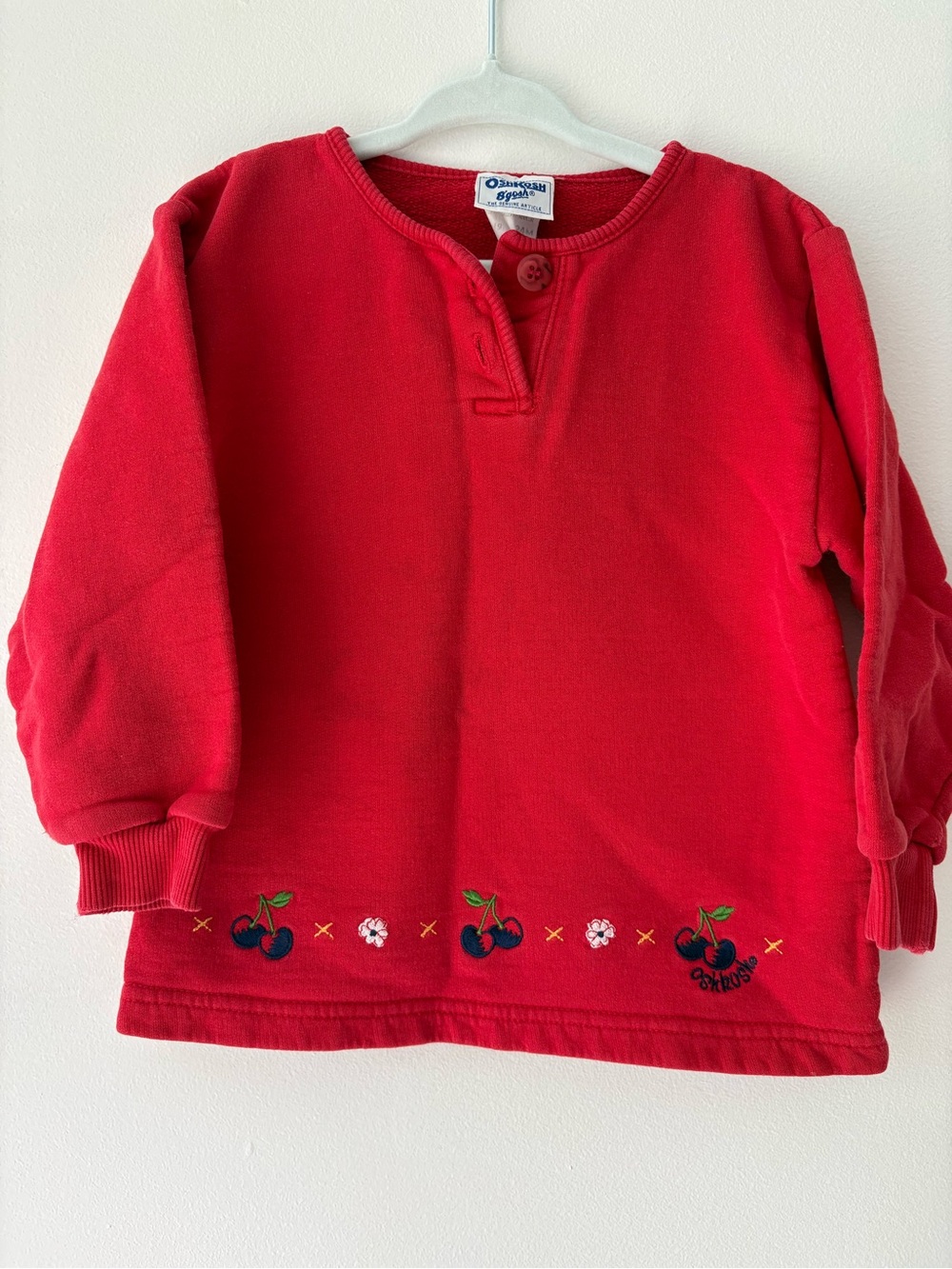 Vintage OshKosh B'gosh Red Cherry Embroidered Sweater